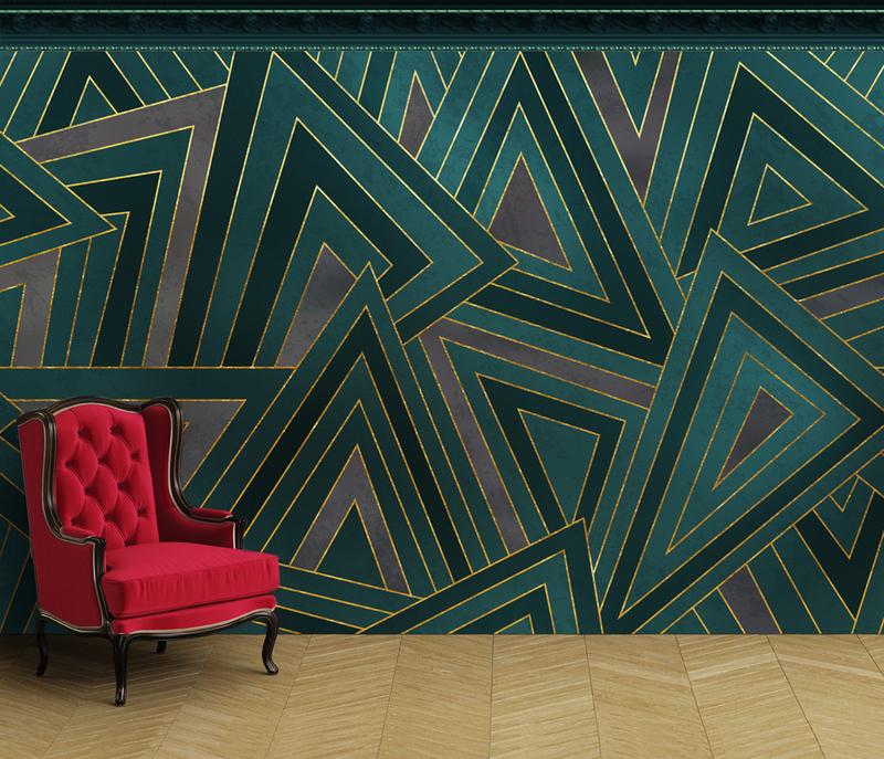 Fototapeta geometryczne zielone złote