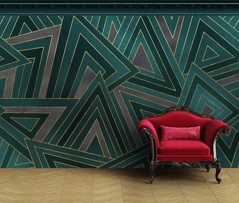 Fototapeta geometryczne zielone złote