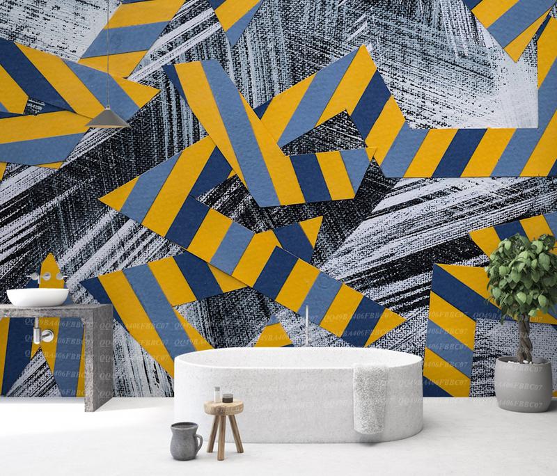 Fototapeta geometryczna żółto–niebieska