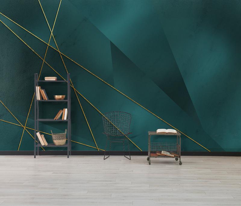 Fototapeta zielony złoty geometryczny