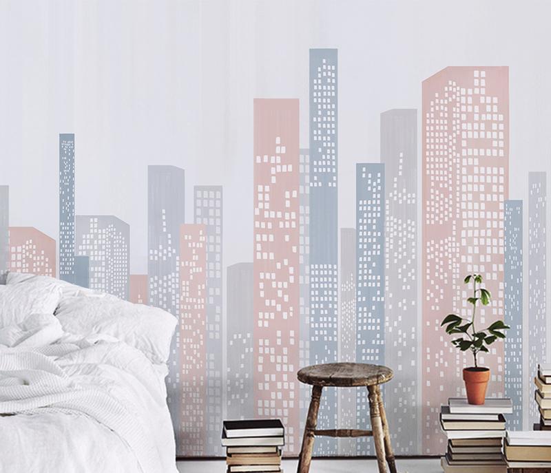 Fototapeta miasta geometryczne szare różowe