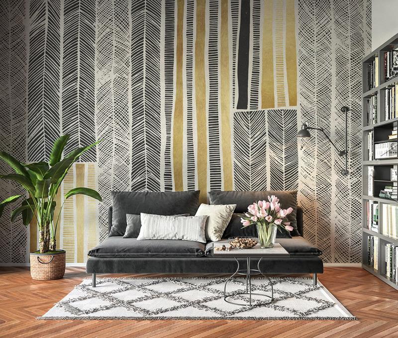 Fototapeta geometryczne paski złote