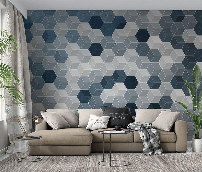Fototapeta geometryczna niebieska