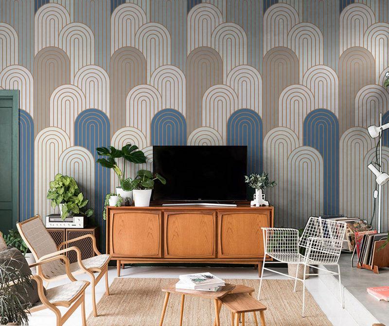 Fototapeta fale geometryczne szaro niebieskie
