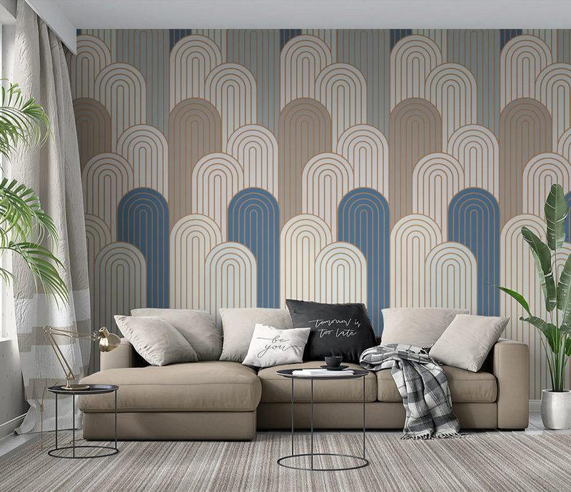 Fototapeta fale geometryczne szaro niebieskie