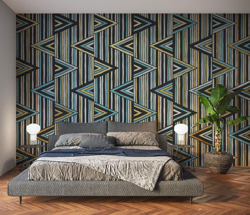 Fototapeta geometryczna czarno-biała zielona brązowa