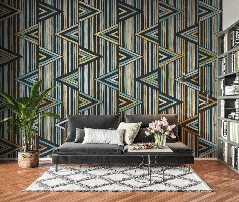 Fototapeta geometryczna czarno-biała zielona brązowa