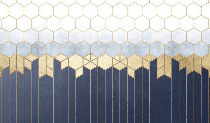 Fototapeta geometria sześciokątna niebieska