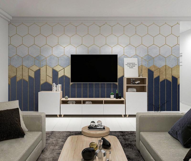 Fototapeta geometria sześciokątna niebieska