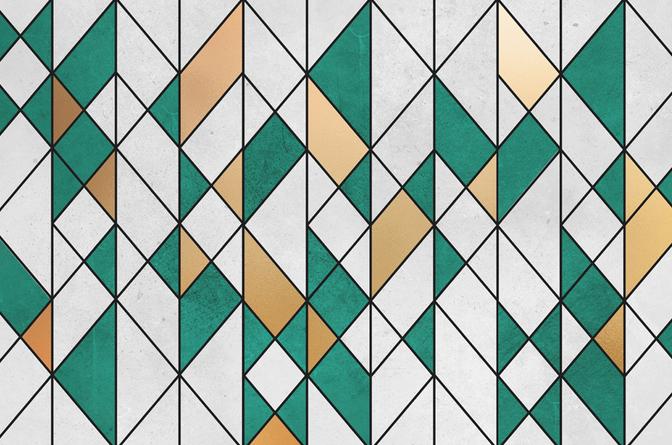 Fototapeta geometryczna białozłotozielona