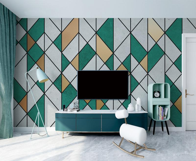 Fototapeta geometryczna białozłotozielona