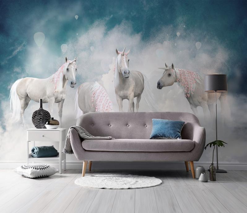 Fototapeta unicorny białe pastelowe
