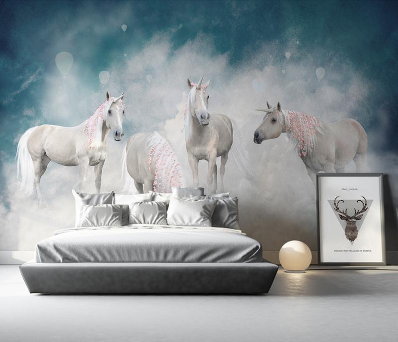 Fototapeta unicorny białe pastelowe