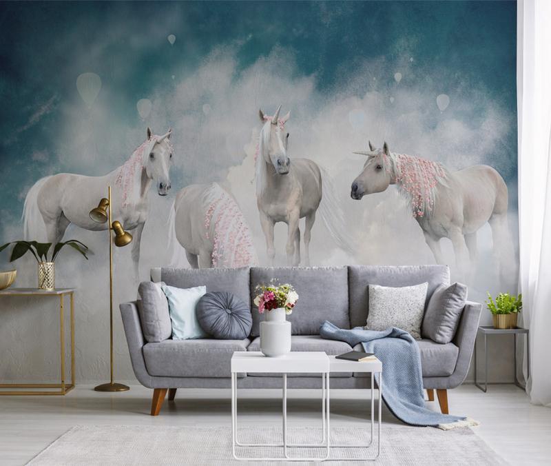 Fototapeta unicorny białe pastelowe