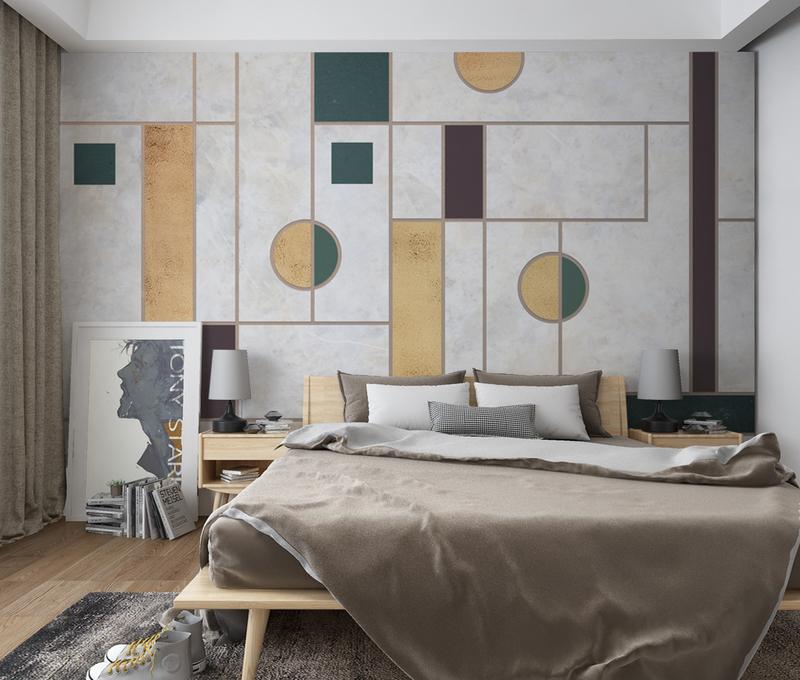 Fototapeta geometryczny biało-szary żółtym niebieskim