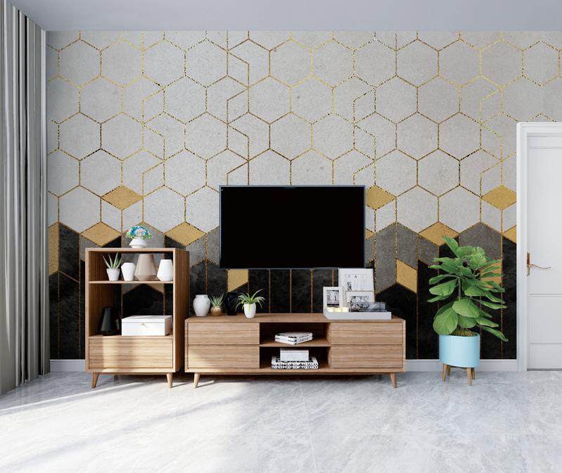 Fototapeta geometryczny żółty szary czarny