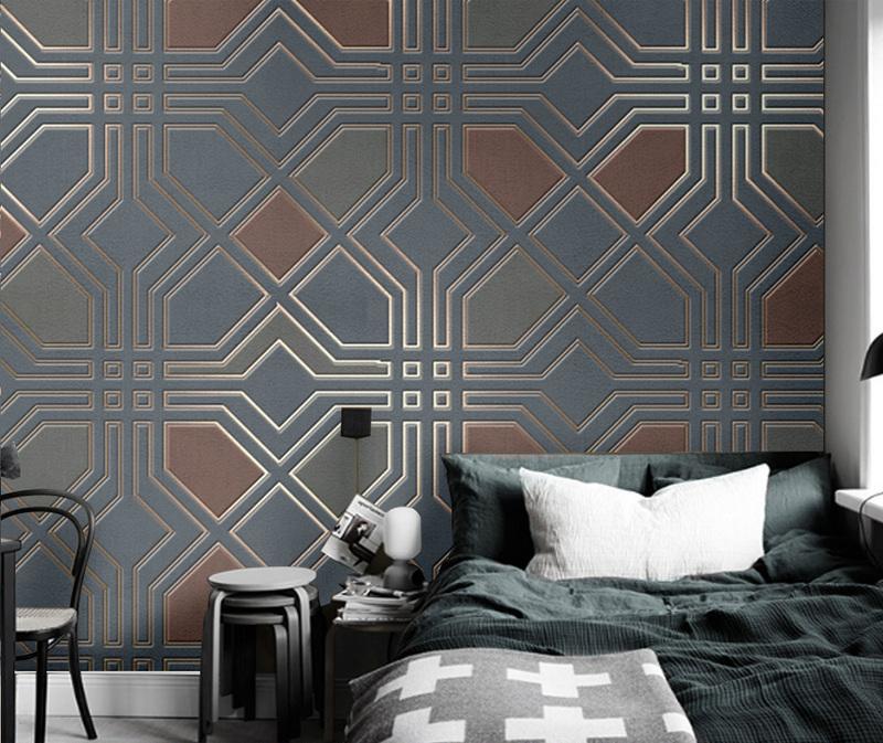 Fototapeta geometryczny niebieski brązowy biały