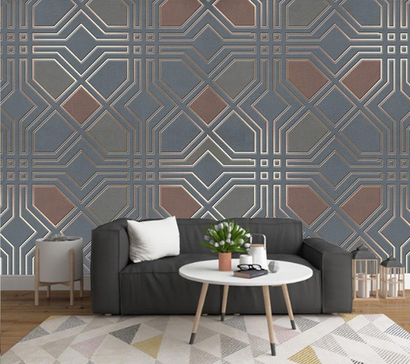 Fototapeta geometryczny niebieski brązowy biały