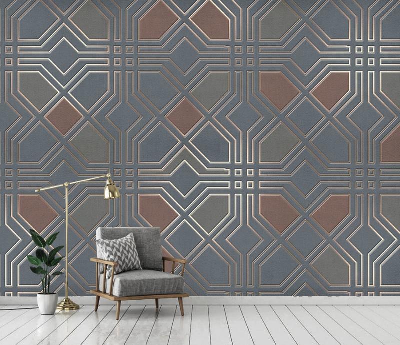 Fototapeta geometryczny niebieski brązowy biały
