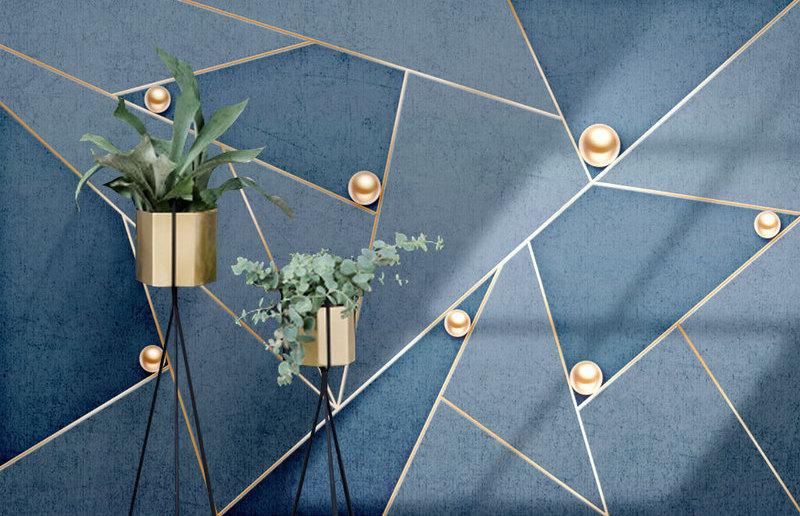 Fototapeta geometryczny dynamiczne formy niebieskie