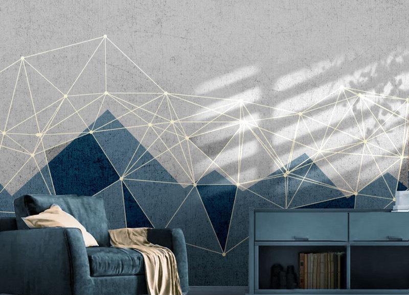 Fototapeta geometryczny trójkąty niebieskie