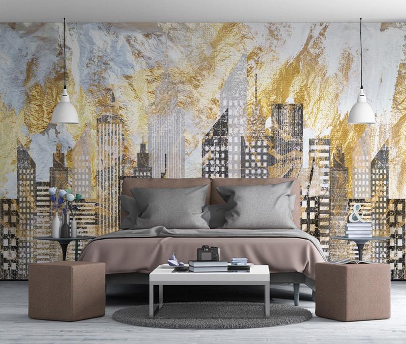 Fototapeta stylizowany skyline złoto