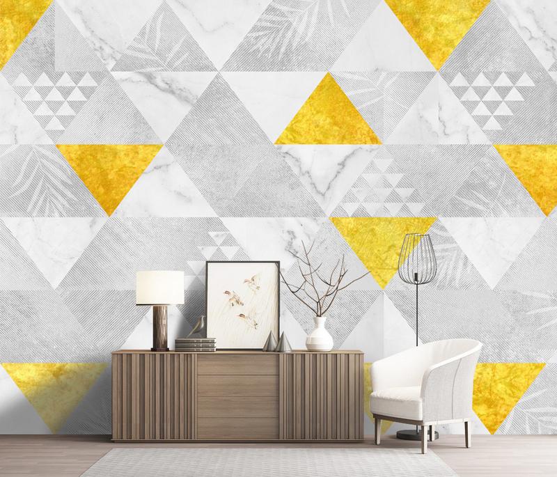 Fototapeta geometryczna trójkątna żółta