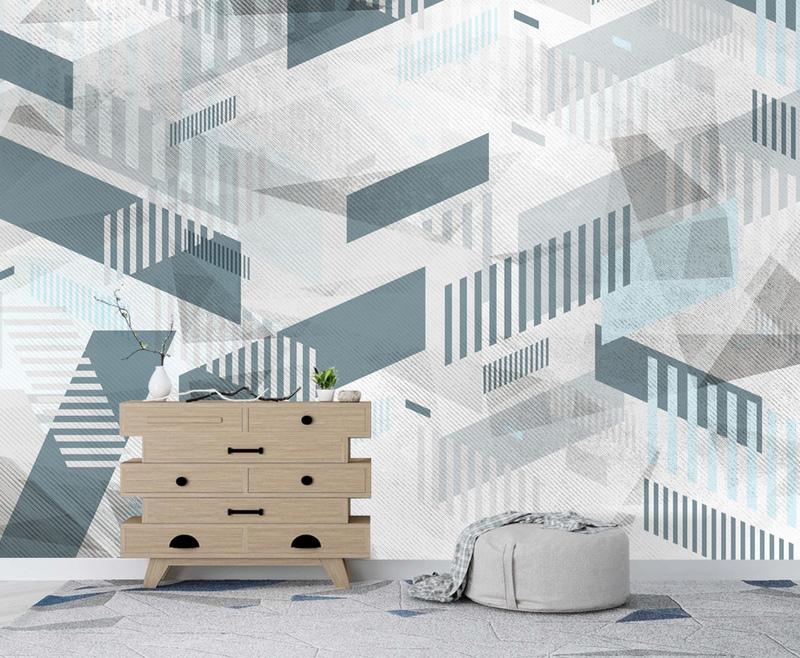 Fototapeta geometryczna niebieska szara