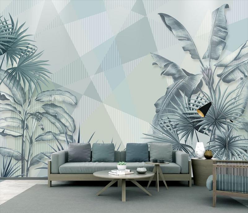 Fototapeta geometria zielona liśćmi