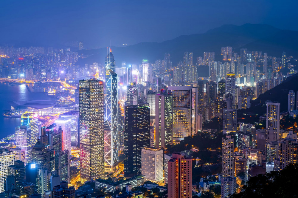 Fototapeta widok na Hongkong nocą