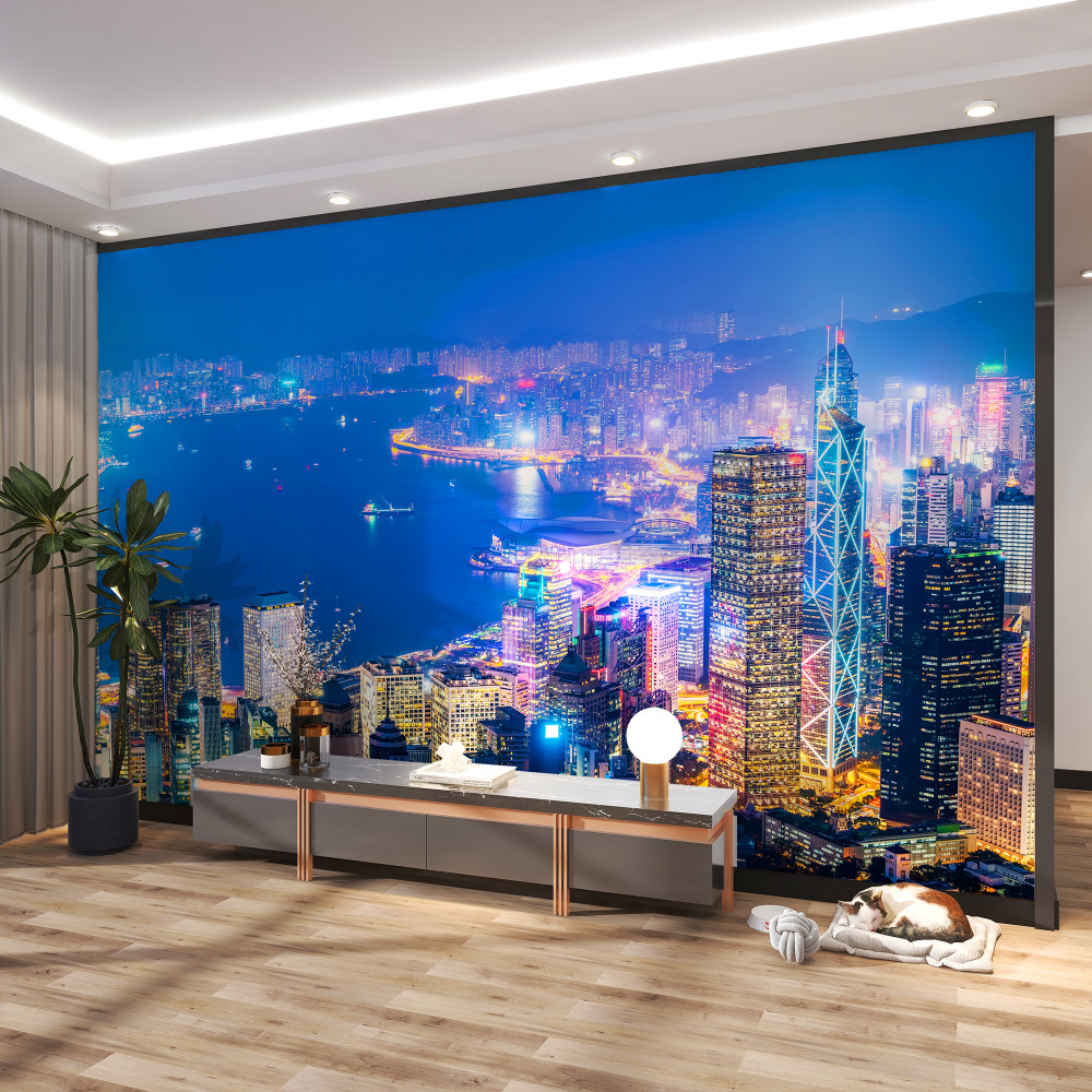 Fototapeta piękny widok na Hongkong nocą