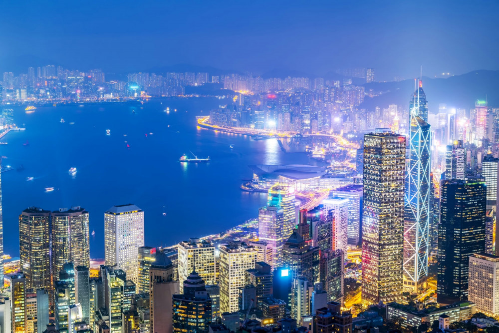 Fototapeta piękny widok na Hongkong nocą