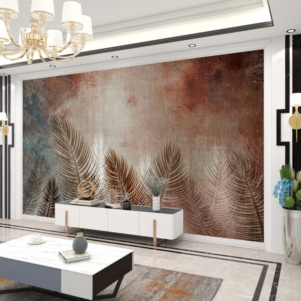 Fototapeta puszyste liście palm w jesiennych odcieniach