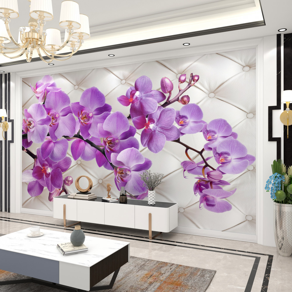 Fototapeta liliowe gałęzie orchidei na fakturze