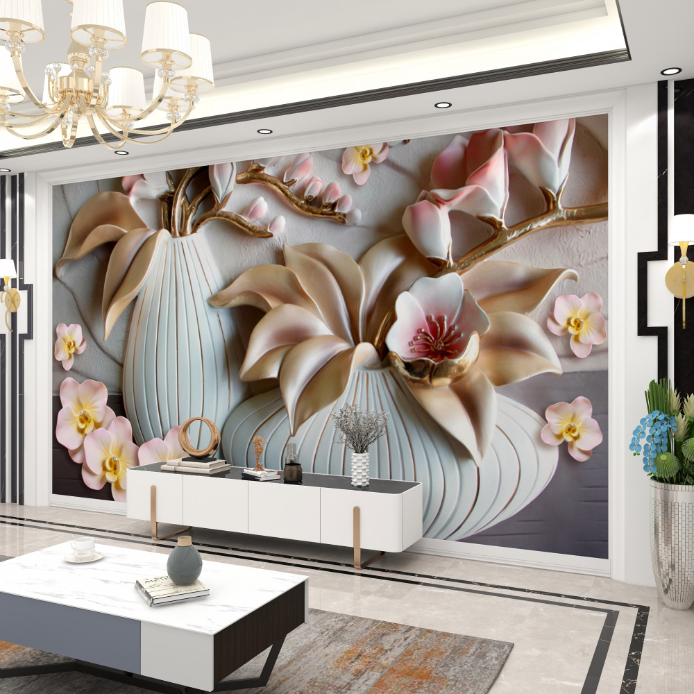 Fototapeta biała orchidea w różnych wazonach