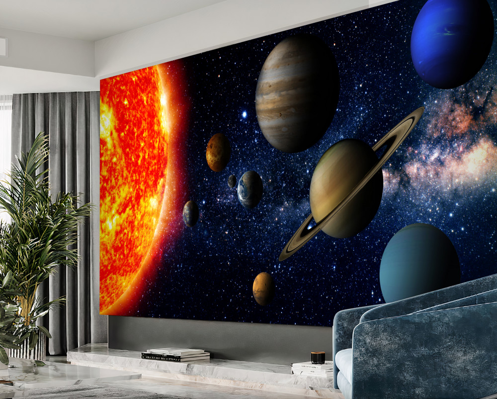 Fototapeta słońce i planety w kosmosie