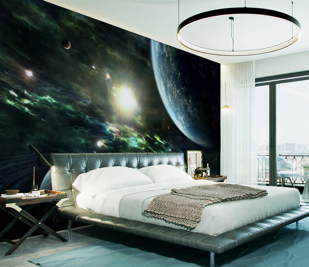 Fototapeta jasny błysk w pobliżu planet