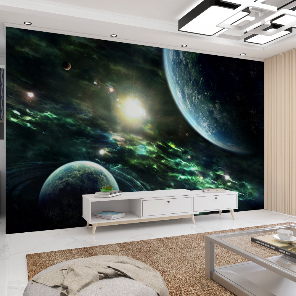 Fototapeta jasny błysk w pobliżu planet