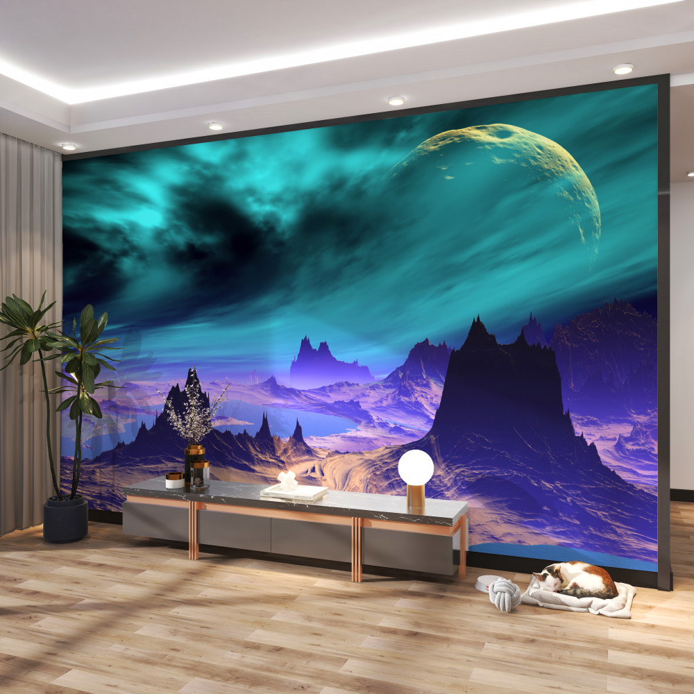 Fototapeta futurystyczne góry z nieznanej planety