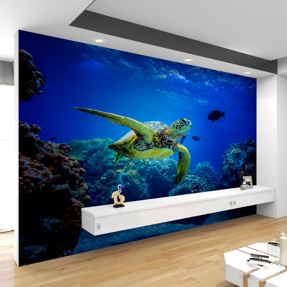 Fototapeta zielony żółw w oceanie