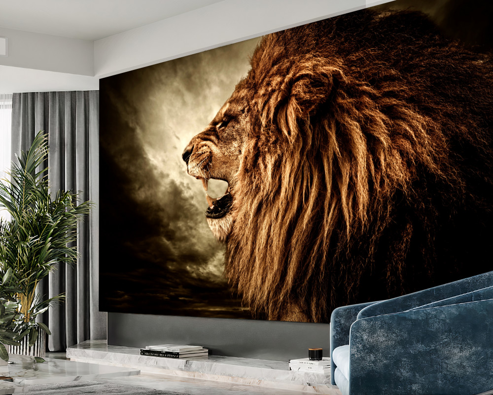 Fototapeta agresywny ryk lwa