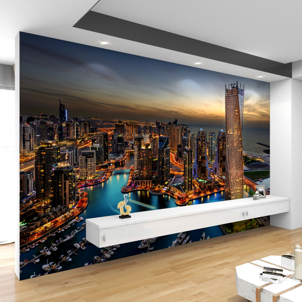 Fototapeta wieczorny widok na domy Dubaju