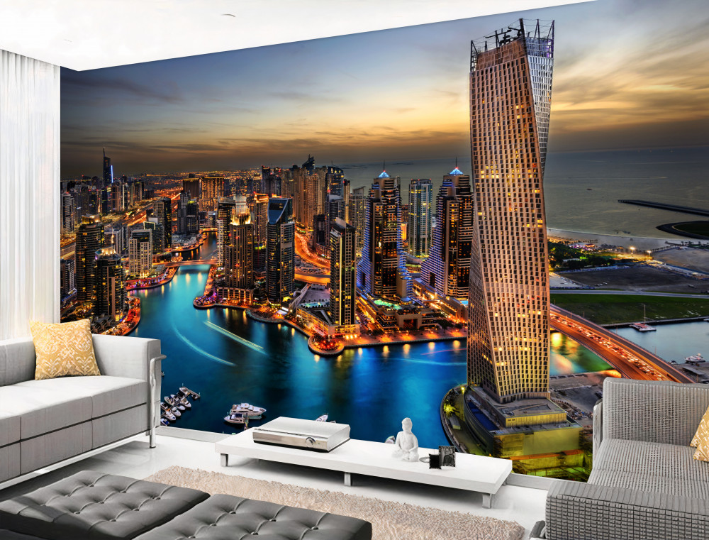 Fototapeta wieczorny widok na domy Dubaju