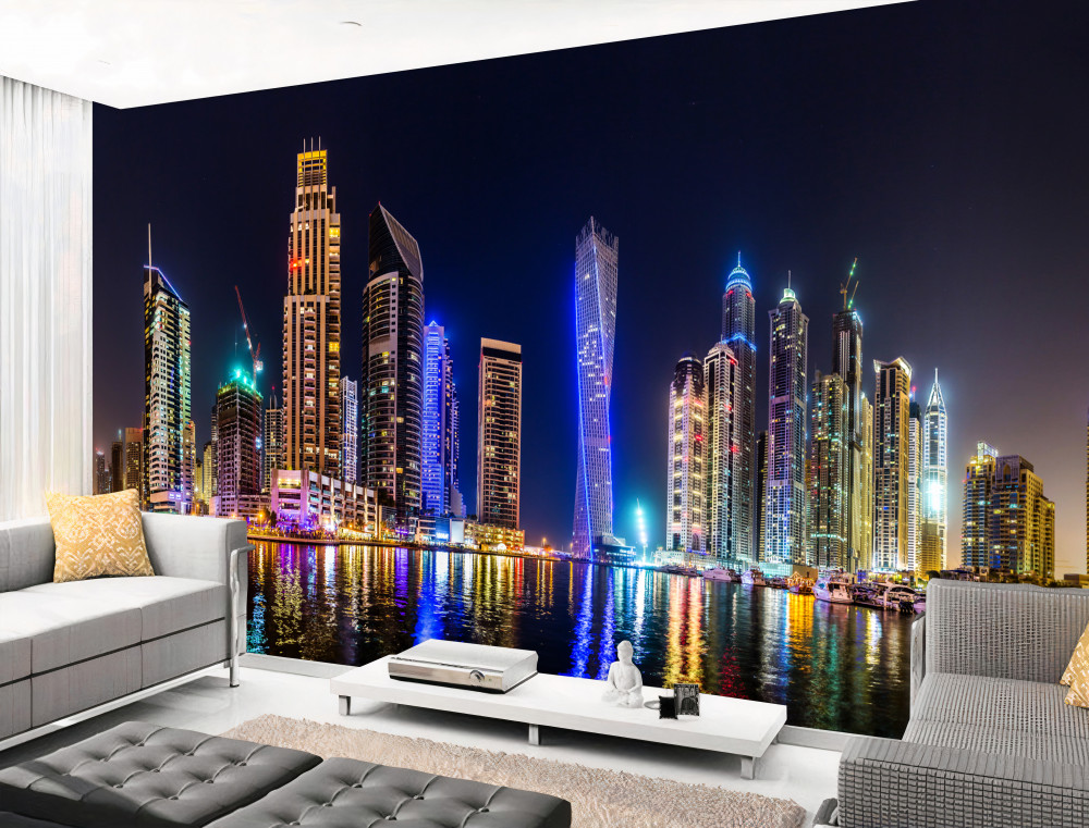 Fototapeta piękna nocna ulica Dubaju