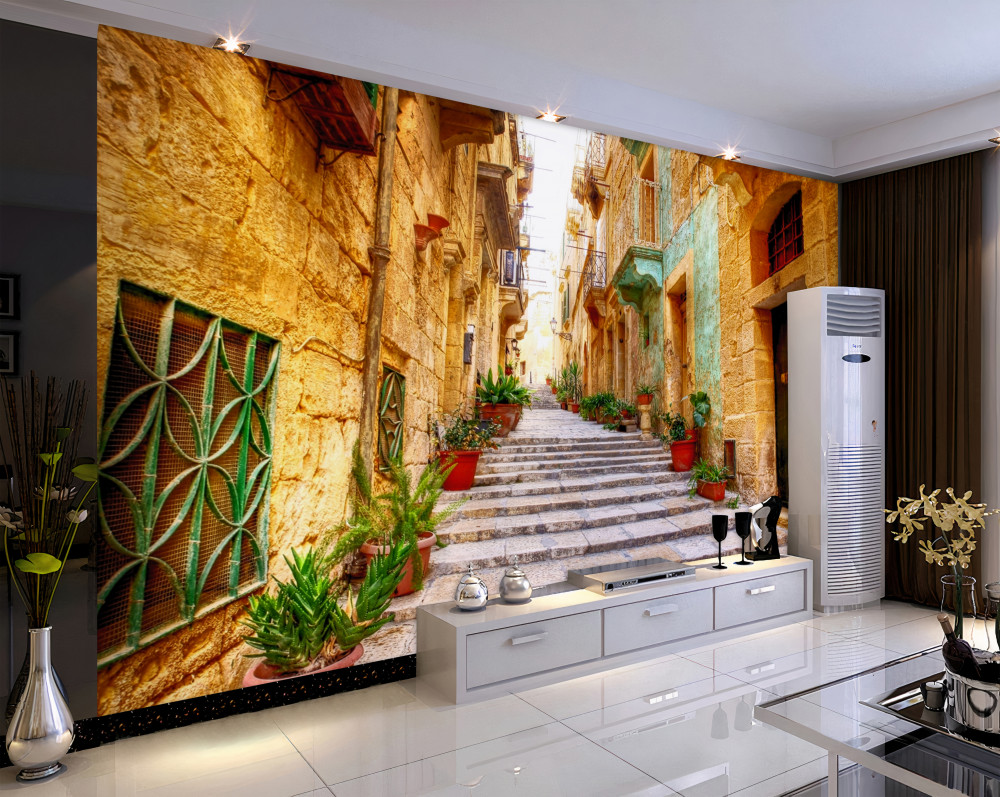 Fototapeta Włoska wąska ulica z kwiatami