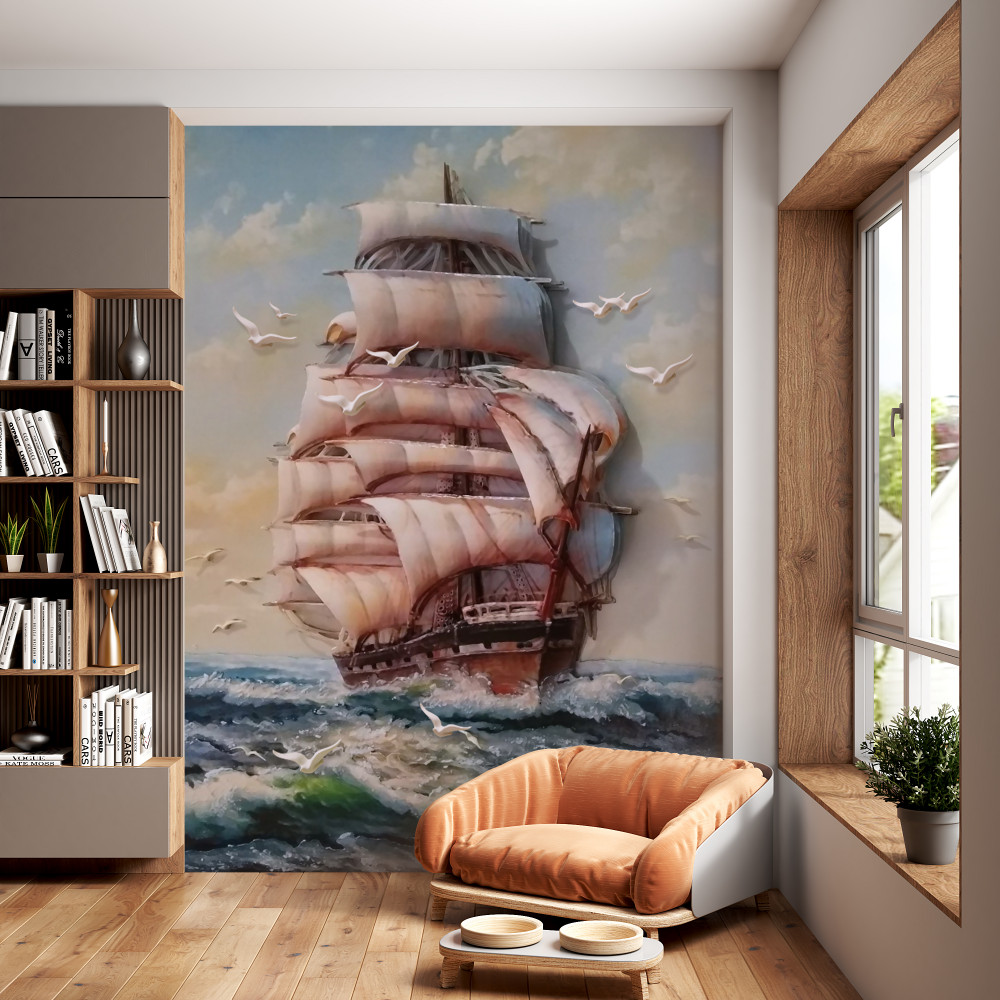 Fototapeta piękna żaglówka podczas burzy
