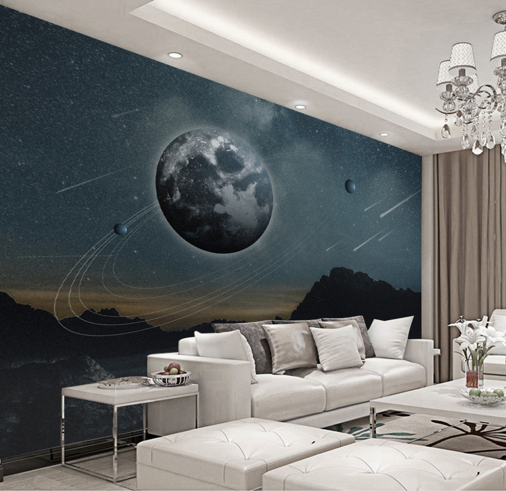 Fototapeta deszcz meteorów i księżyc