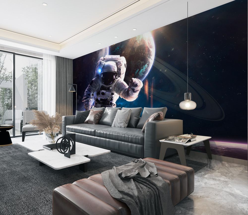 Fototapeta astronauta na tle Jowisza