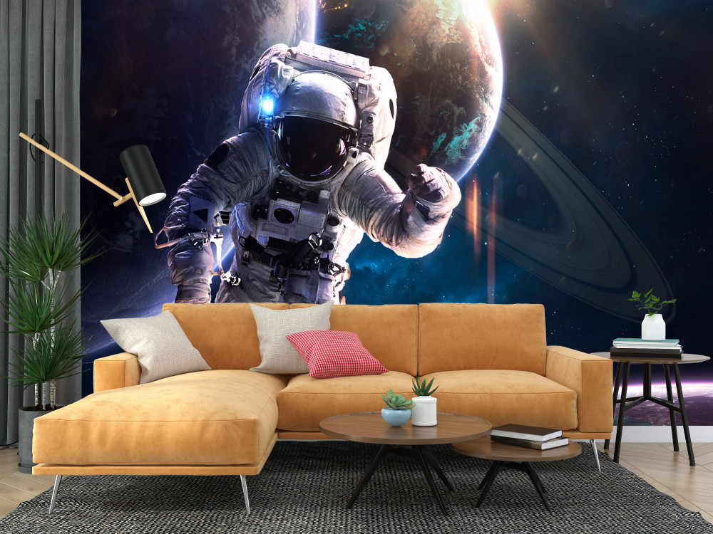 Fototapeta astronauta na tle Jowisza