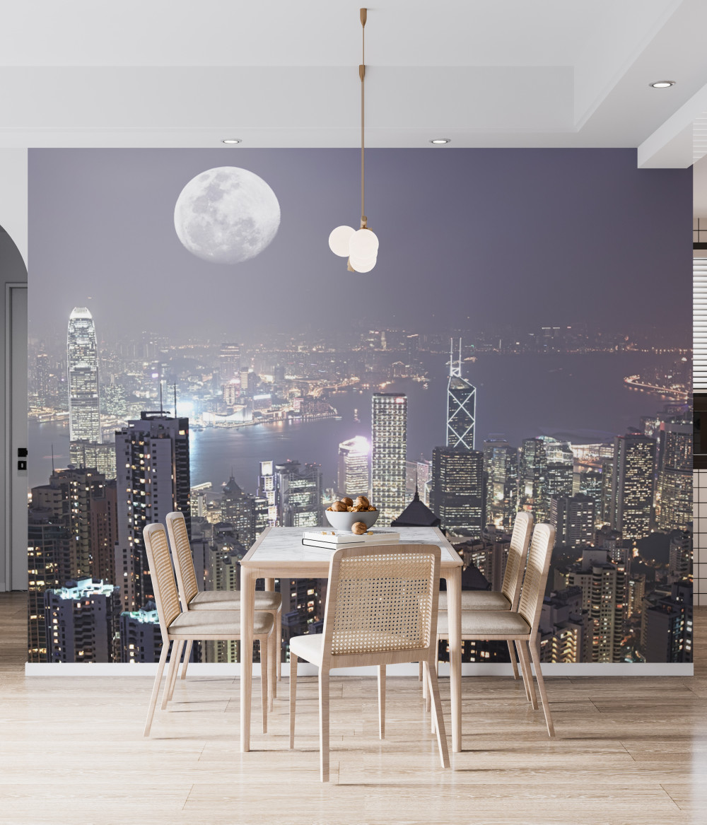 Fototapeta pełnia księżyca nad Hongkongiem